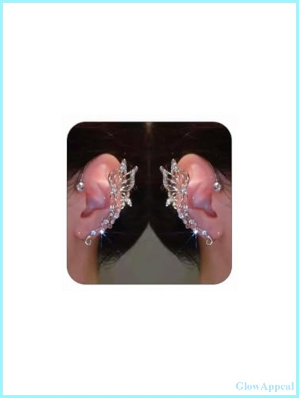 Butterfly Ear Cuffs Rhinestone Clip On Earrings Set No Piercing